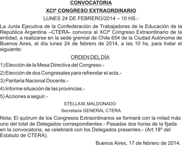 convocatoria cTERA