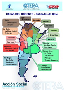 mapa de las casas docentes del pais CTERA 2014